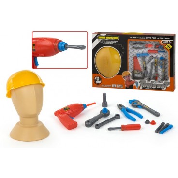 SET OUTILS AVEC CASQUE - 2 ASS ( 12 PIECES)