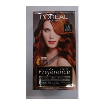 COLORATION PREFERENCE DE L OREAL 5-43 CHATAIN CLAIR CUIVRE DORE ( FR/NL-6 PCS)