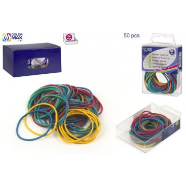 BOÎTE 50 GOMMES ÉLASTIQUES COULEURS - DISPLAY 24 ( 48 PIECES)