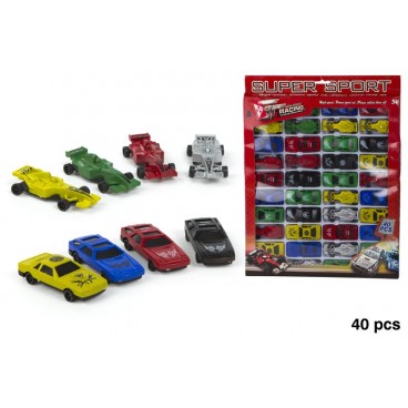 SET 40 VOITURES PLASTIQUE - SUPER SPORT ( 12 PIECES)