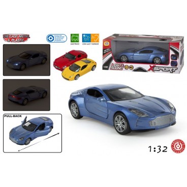 VOITURE MÉTALLIQUE 1:32 - SPORTIVES - 3 ASS ( 12 PIECES)