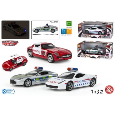 VOITURE MÉTALLIQUE 1:32 - POLICE - 3 ASS ( 12 PIECES)