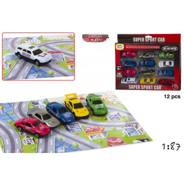 SET 12 VOITURES MÉTALLIQUES 1:87 ( 12 PIECES)