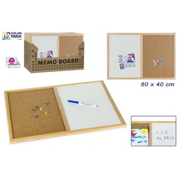 TABLEAU MIXTE (LIÈGE/BLANC) 60X40 CM - ENCADREMENT BOIS NATU ( 20 PIECES)