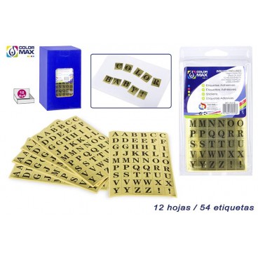 BLISTER LETTRES ADHÉSIVES DORÉES - 12 FEUILLES ( 48 PIECES)