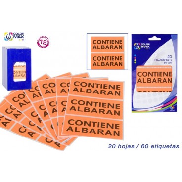 BLISTER ÉTIQUETTES ADHÉSIVES - CONTIENE ALBARAN 20 FEUILLE ( 48 PIECES)