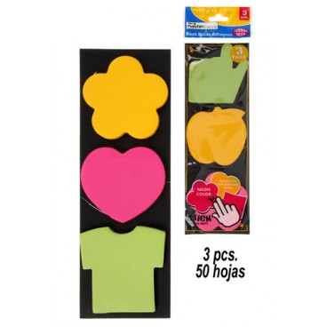 0218422 BLOC NOTES ADH. 3PCS FORMES NEON (144 PIECES)