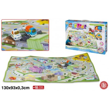 TAPIS VILLE AVEC 2 VÉHICULES +18M 2 ASS ( 6 PIECES)