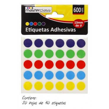 0261953 ETIQUETTES ADHESIV COULEUR 20HX30PC (240 PIECES)