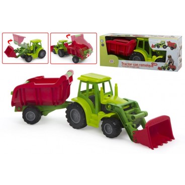 TRACTEUR AVEC REMORQUE ET PELLE ( 2 PIECES)