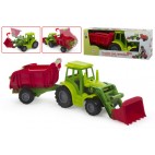 TRACTEUR AVEC REMORQUE ET PELLE ( 2 PIECES)