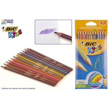 832566 - CRAYONS COULEURS BIC TROPICOLORS - ÉTUI 12 PCS ( 144 PIECES)