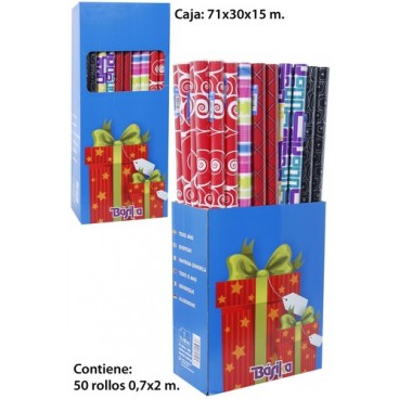 2000063 PAPIER CADEAU 0.7X2 METROS (50 PIECES)
