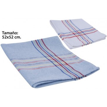 2000088 TORCHON SERGE (52X52) BLEU-BLANC (120 PIECES)