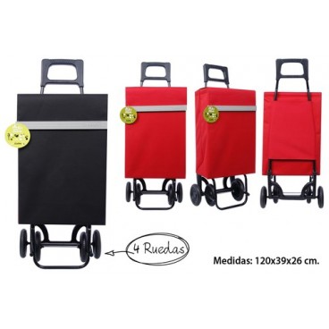 2000122 CARRO COMPRA 4 RUE. ROJO-NEGRO 100 (6 PIECES)