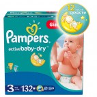 PAMPERS ACTIVE BABY DRY - 132 COUCHES (3X44)